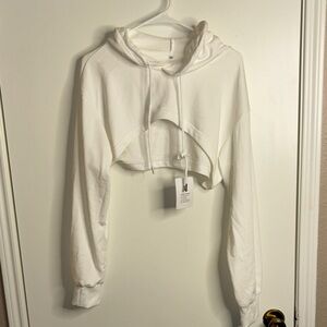White Cropped Hoodie